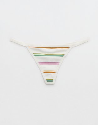 Aerie Ribbed Cotton High Cut Thong Underwear