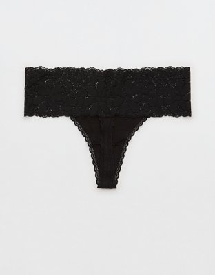 Aerie Candy Lace Cotton Thong Underwear