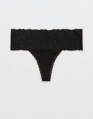 Aerie Candy Lace Cotton Thong Underwear