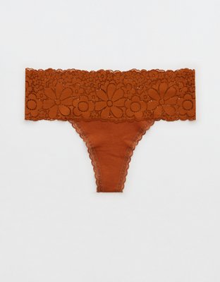 Aerie Candy Lace Cotton Thong Underwear