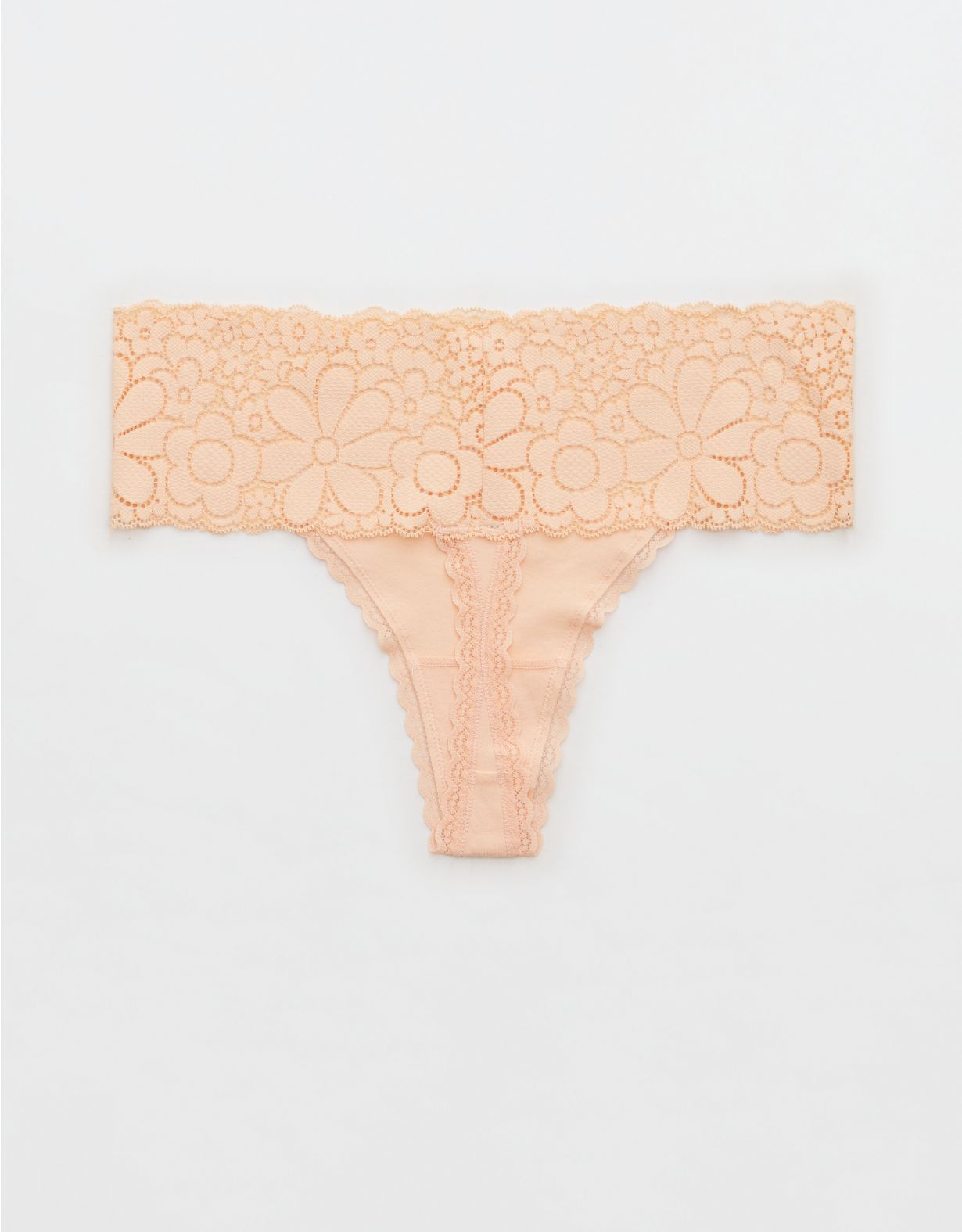 Aerie Candy Lace Cotton Thong Underwear