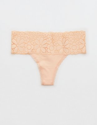 Aerie Candy Lace Cotton Thong Underwear