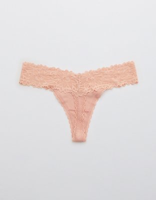 Aerie Cotton Sunkissed Lace Thong Underwear