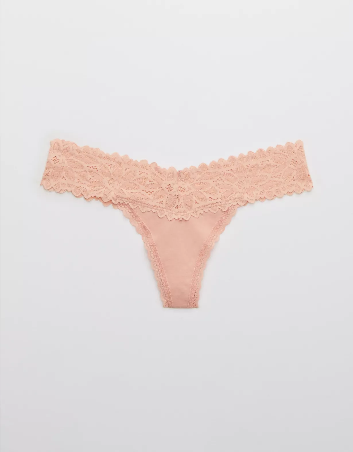 Aerie Cotton Sunkissed Lace Thong Underwear