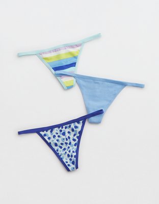 Aerie Cotton String Thong Underwear 3-Pack In Multi