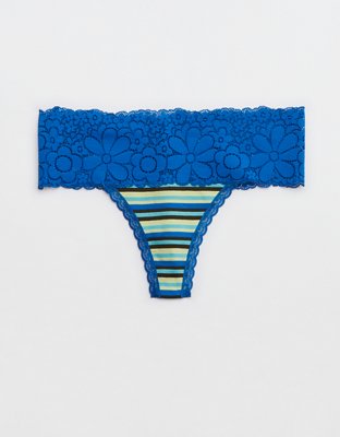Aerie Candy Lace Cotton Thong Underwear
