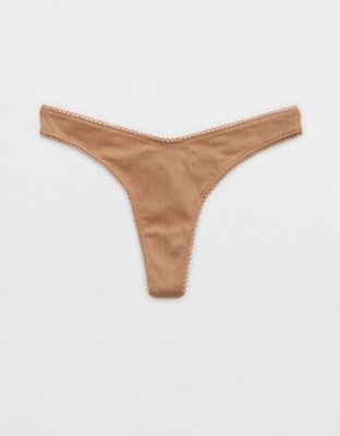 Aerie Ribbed High Cut Thong Underwear