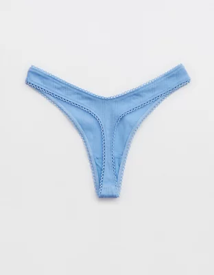 Aerie Pointelle High Cut Thong Underwear