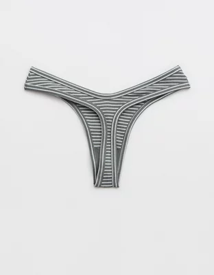Aerie Ribbed Cotton High Cut Thong Underwear