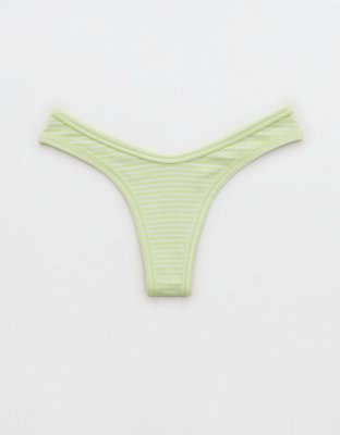 Aerie Ribbed Cotton High Cut Thong Underwear