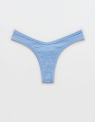 Aerie Ribbed Cotton High Cut Thong Underwear