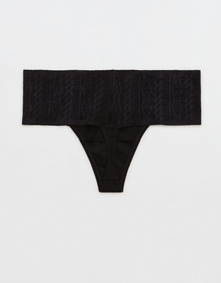 Aerie Cotton Cable Lace Thong Underwear