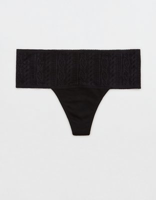 Aerie Cotton Cable Lace Thong Underwear