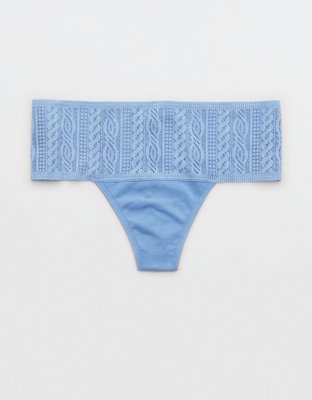 Shop Aerie Embroidery No Show Thong Underwear online