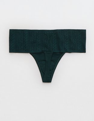 Aerie Cotton Cable Lace Thong Underwear