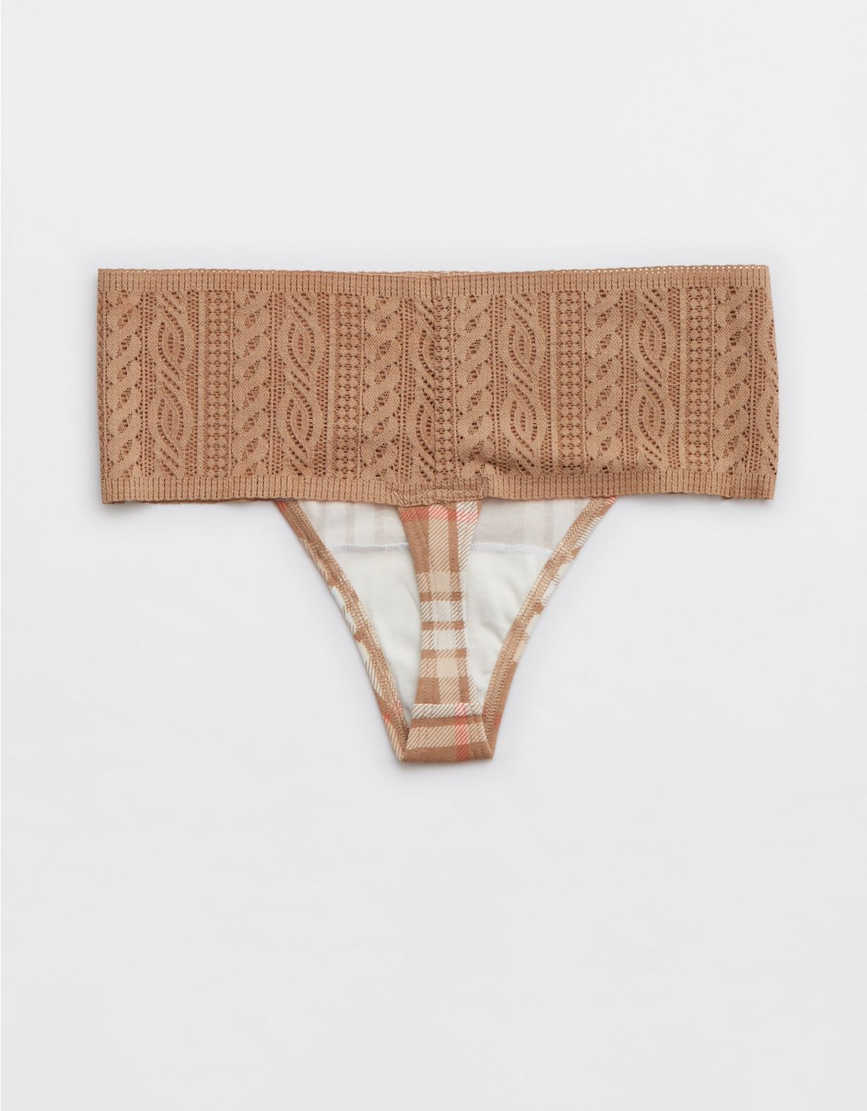 Aerie Cotton Cable Lace Thong Underwear