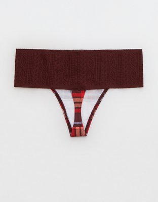 Aerie Cotton Cable Lace Thong Underwear