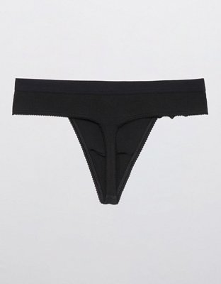 Aerie Snow Angel Lace Cotton Thong Underwear