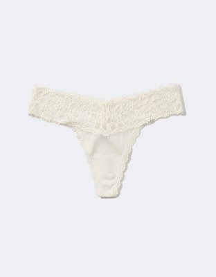 Aerie Superchill Cotton Eyelash Lace Thong Underwear