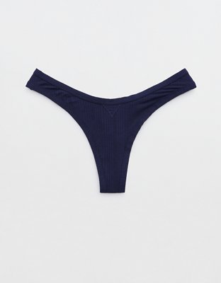 Aerie Ribbed Seamless Heather Thong Underwear