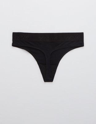 Aerie Ribbed Logo High Waisted Thong Underwear