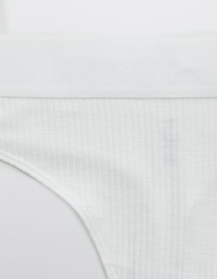 Aerie Ribbed Logo High Waisted Thong Underwear