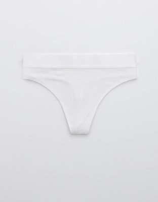 Aerie Ribbed Logo High Waisted Thong Underwear