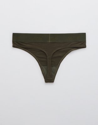 Aerie Ribbed Logo High Waisted Thong Underwear