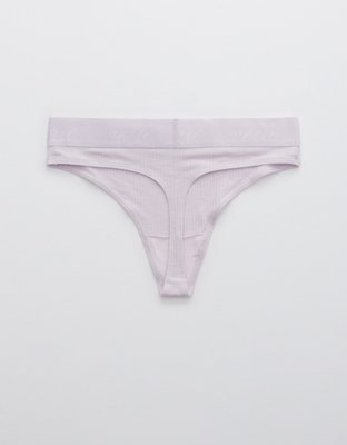 Aerie Ribbed Logo High Waisted Thong Underwear
