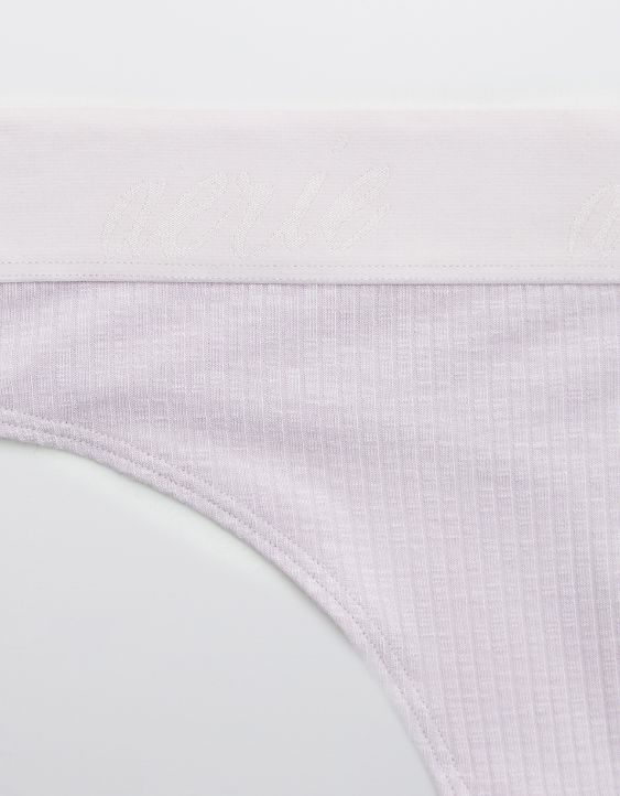 Aerie Ribbed Logo High Waisted Thong Underwear