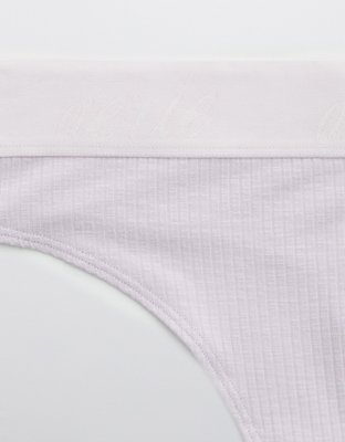 Aerie Ribbed Logo High Waisted Thong Underwear