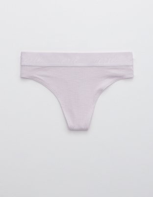 Aerie Ribbed Logo High Waisted Thong Underwear