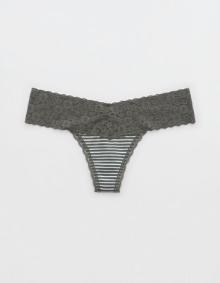 Aerie Cotton Eyelash Lace Striped Cheeky Underwear