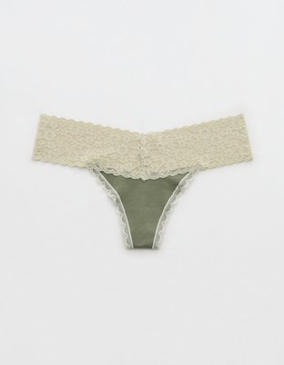 Superchill Vintage Lace Cotton Thong Underwear