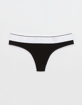 Aerie Cotton Cable Lace Thong Underwear