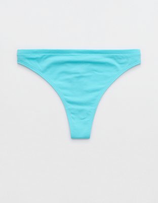 Turquoise Ribbed Recycled Microfiber High-Cut Brazilian Panties 