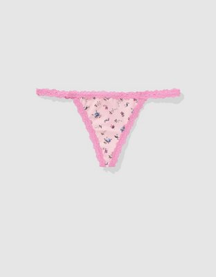 Superchill Cotton Lace Trim Thong Underwear