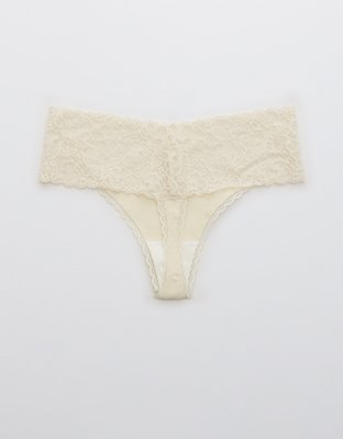 Aerie Cotton Wide Lace Thong Underwear