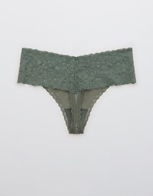 Aerie Cotton Wide Lace Thong Underwear
