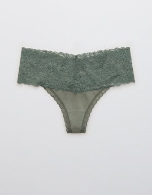 Aerie Cotton Wide Lace Thong Underwear
