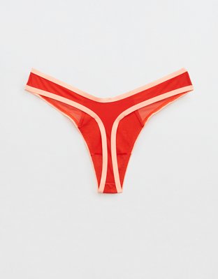 Aerie High Cut Cotton Mesh Thong Underwear