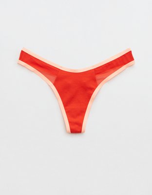 Aerie High Cut Cotton Mesh Thong Underwear