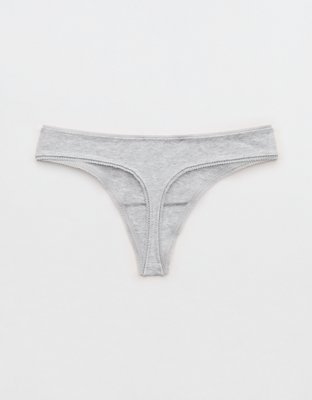 Superchill Cotton Ruched Picot Thong Underwear