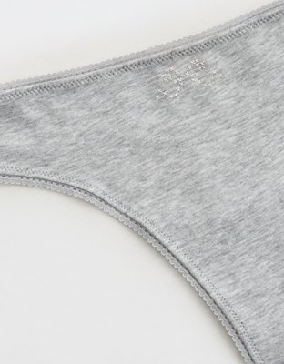 Superchill Cotton Ruched Picot Thong Underwear
