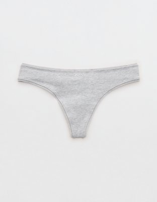 Superchill Cotton Ruched Picot Thong Underwear