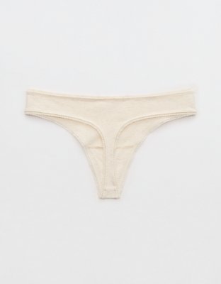 Superchill Cotton Ruched Picot Thong Underwear