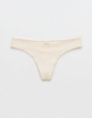 Superchill Cotton Ruched Picot Thong Underwear