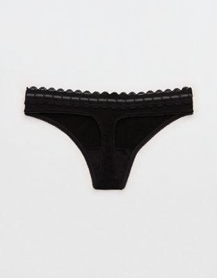 Superchill Cotton Rib Lace Thong Underwear