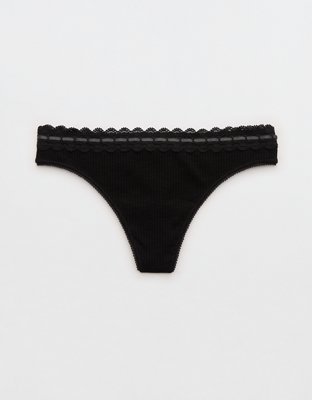 Superchill Cotton Rib Lace Thong Underwear