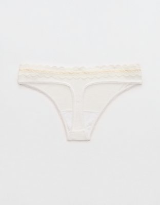 Superchill Cotton Rib Lace Thong Underwear